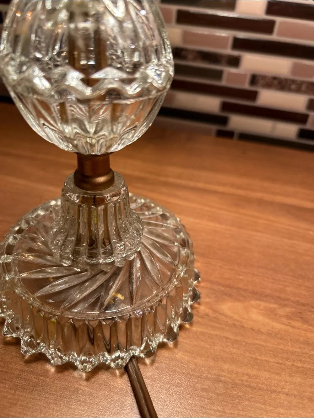 Vintage Crystal Glass Table Lamps - Clear Glass Pair